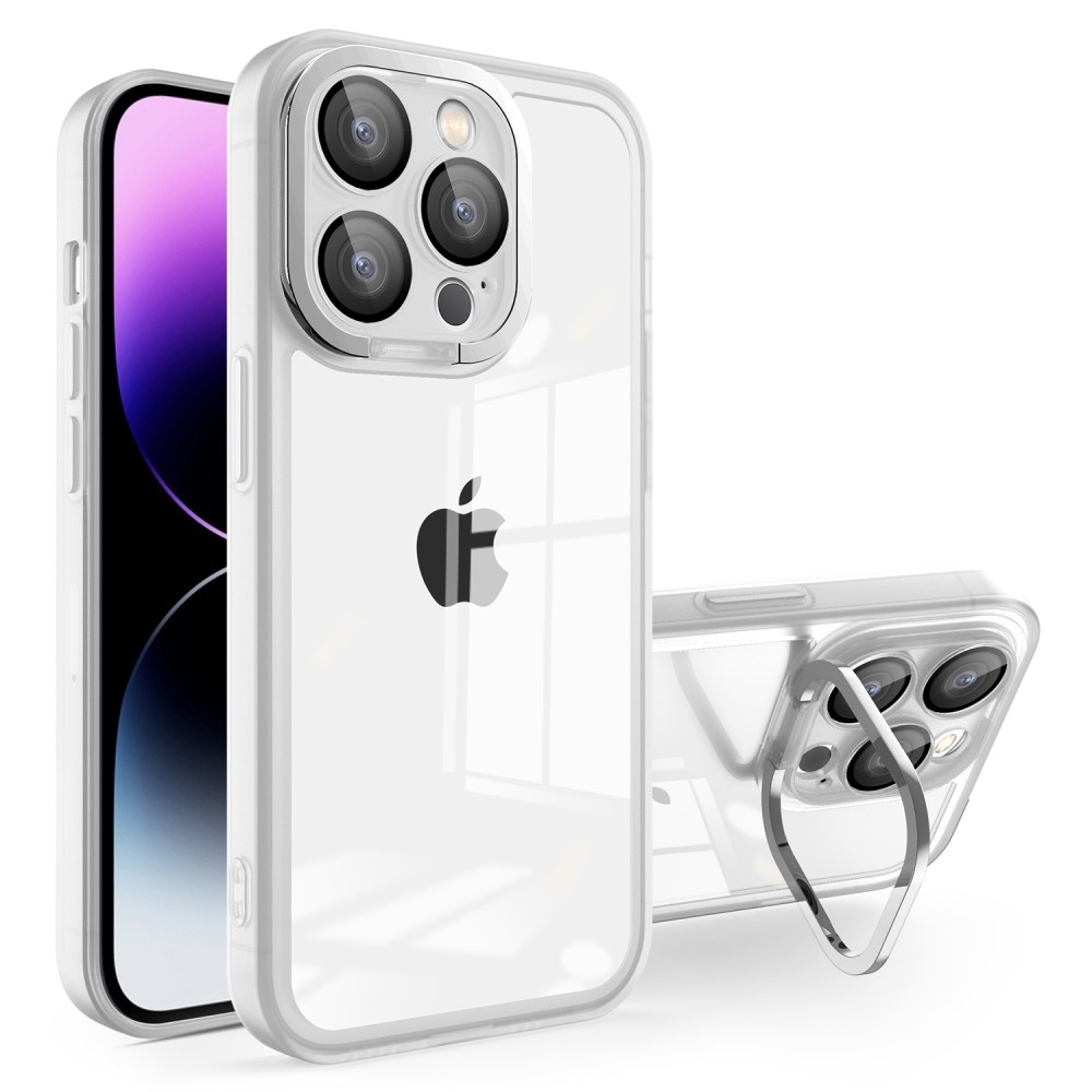 Gelový obal s pevnými zády a stojánkem na iPhone 15 Pro Max - bílý