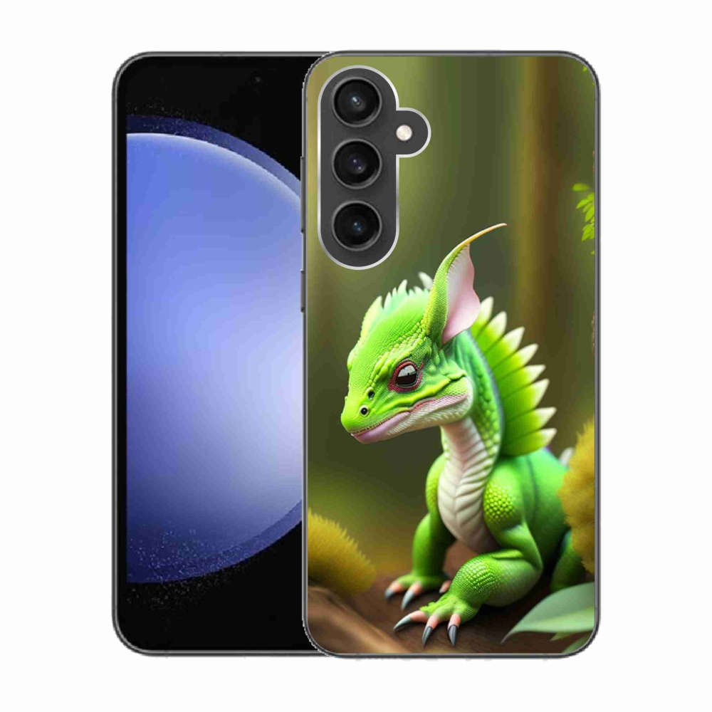 Gelový kryt mmCase na Samsung Galaxy S23 FE - zelený dráček