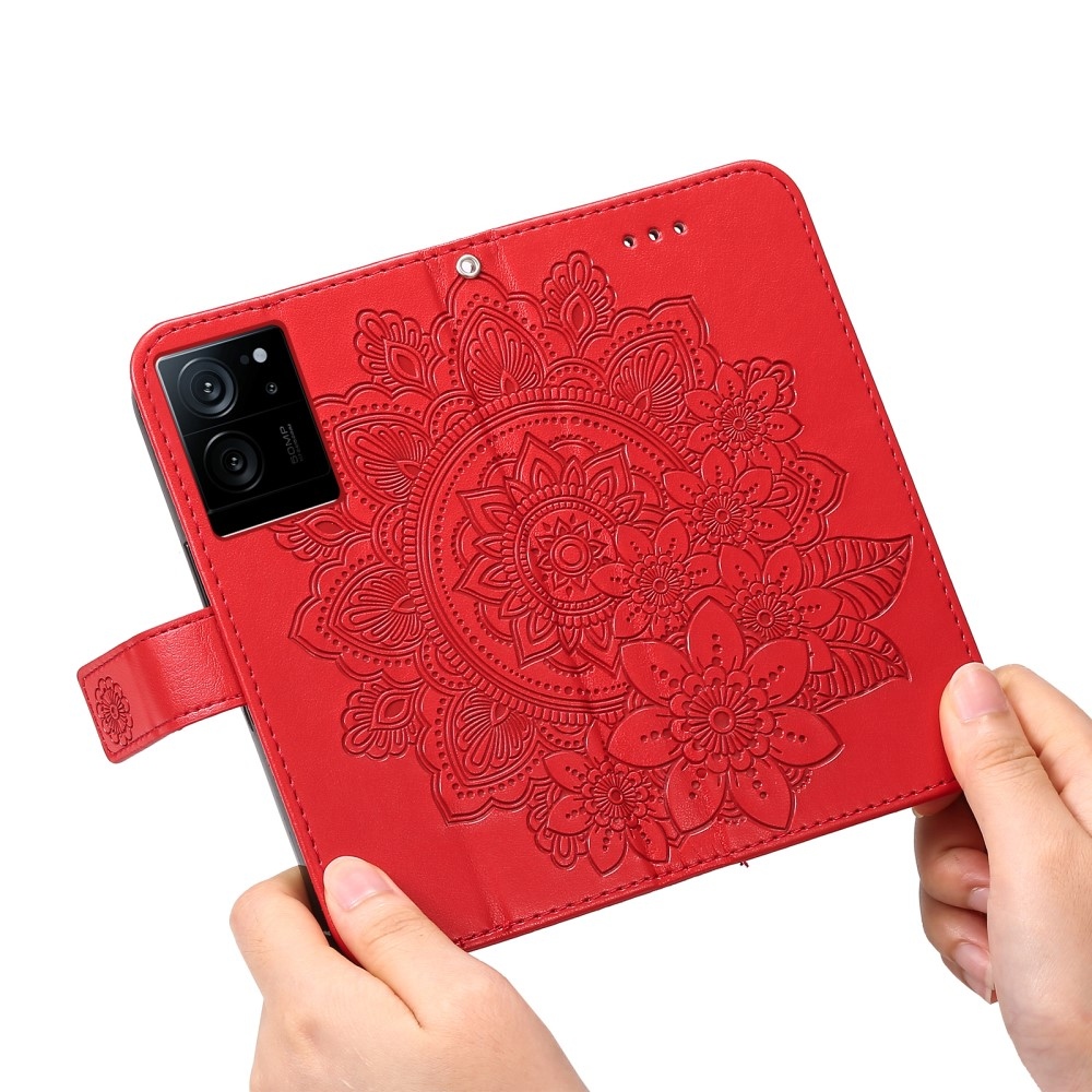 Mandala knížkové pouzdro na Xiaomi 13T/13T Pro - červené