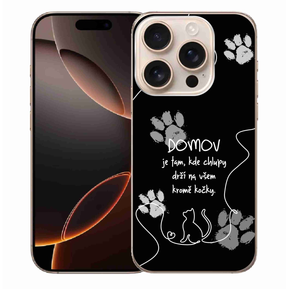 Gelový kryt mmCase na iPhone 16 Pro Max - kočičí motiv černé pozadí