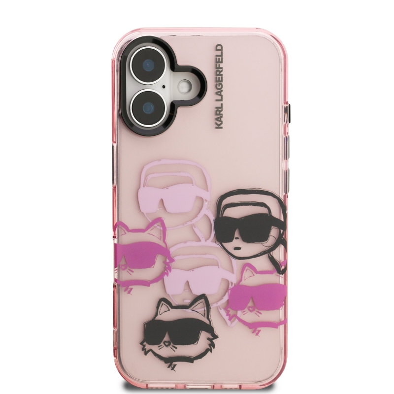 Karl Lagerfeld IML Multi K&CH Heads Zadní Kryt pro iPhone 16 Pink
