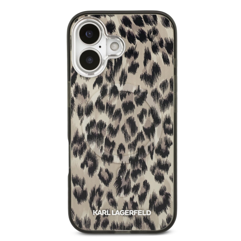 Karl Lagerfeld IML Leopard MagSafe Zadní Kryt pro iPhone 17 Brown