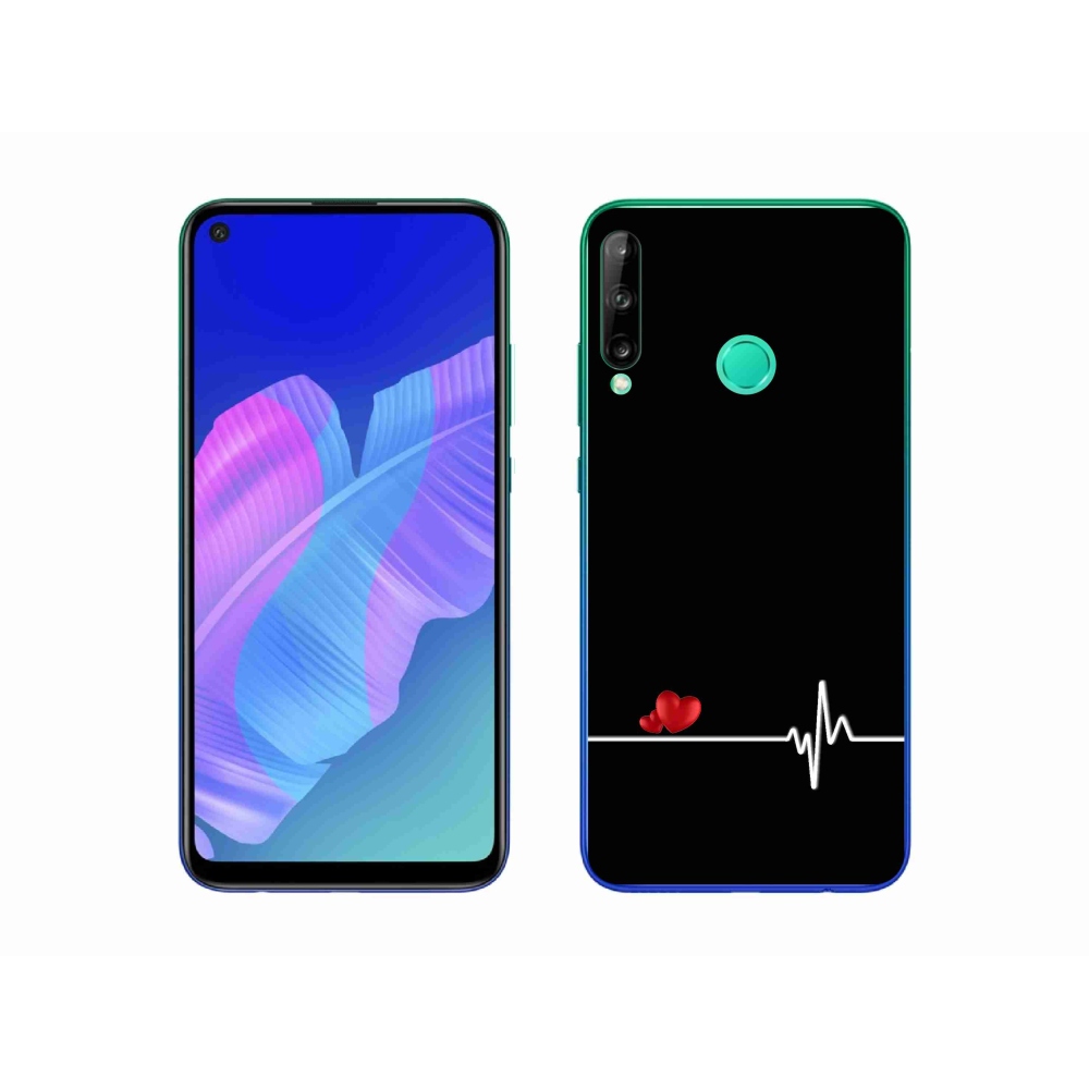 Gelový kryt mmCase na Huawei P40 Lite E - srdce a tep černé pozadí