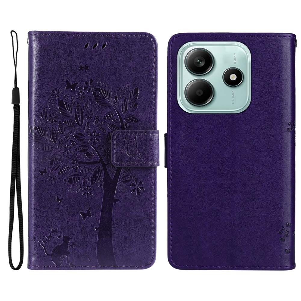 Trees knížkové pouzdro na Xiaomi Redmi Note 14 5G - tmavěfialové