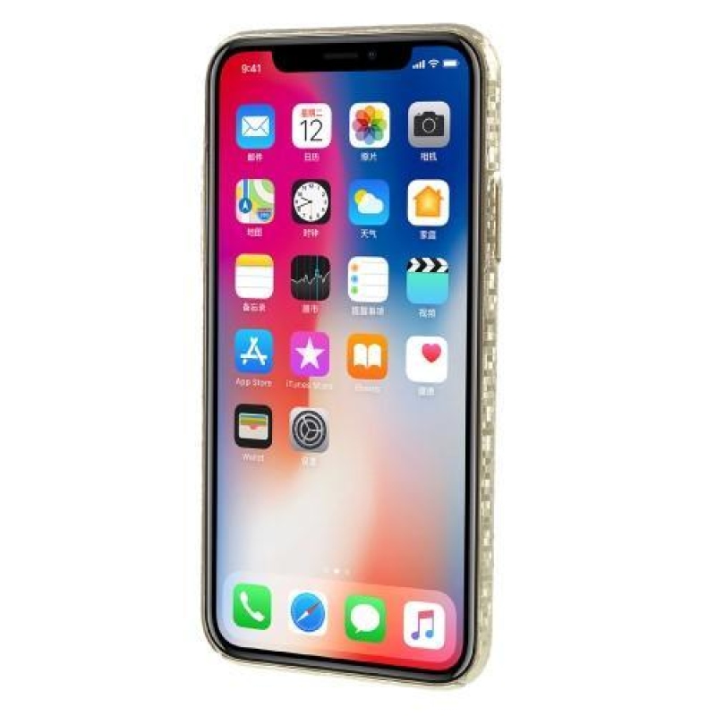 Glamour plastový obal na iPhone X - zlatý