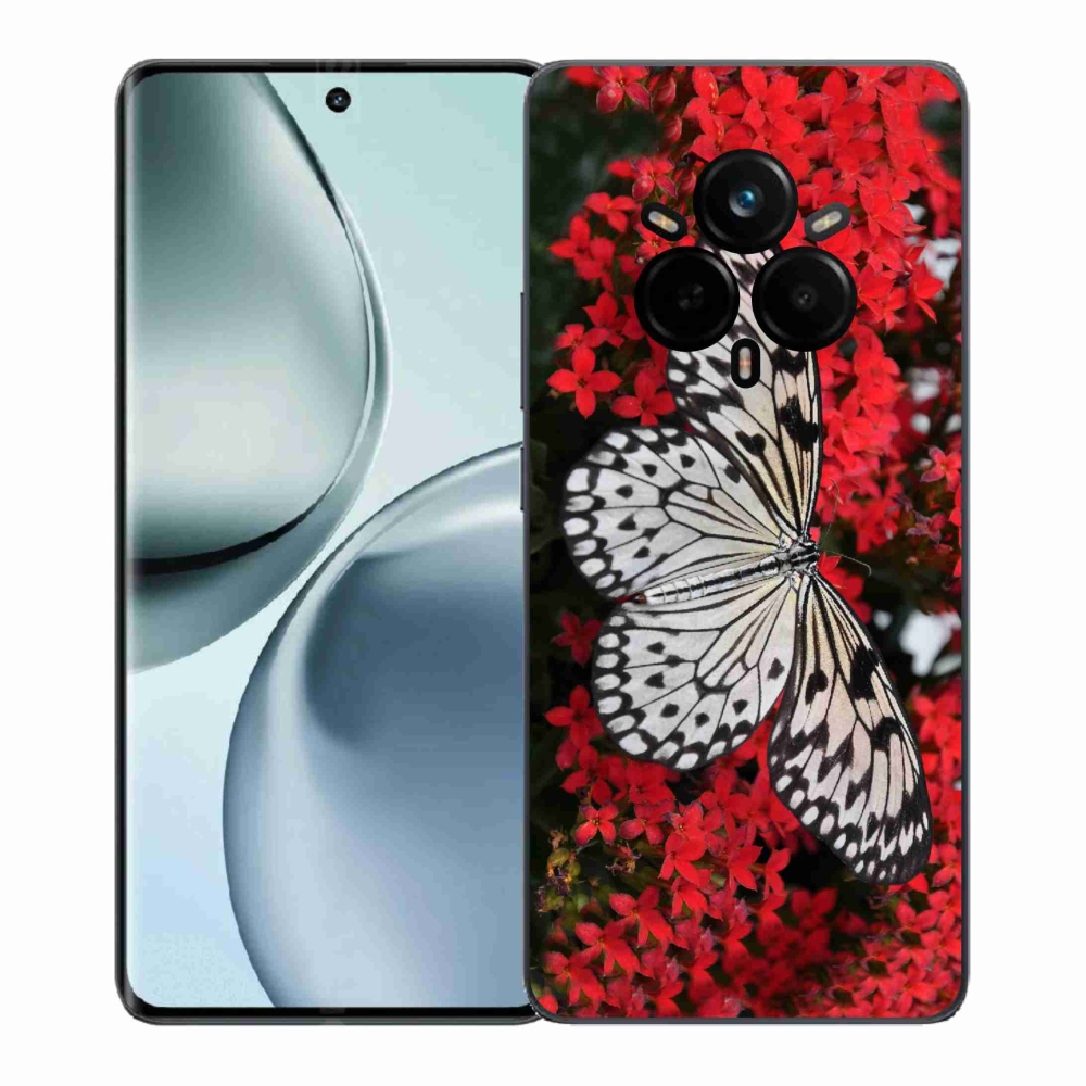 Gelový kryt mmCase na Realme 14 Pro+ 5G - černobílý motýl 1