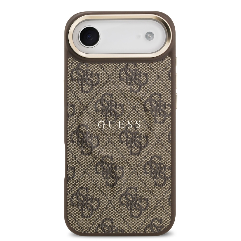 Guess PU Leather 4G Gold Frame MagSafe Zadní Kryt pro iPhone Air Brown