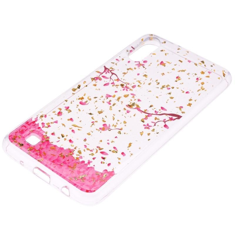 Glitter gelový obal na mobil Samsung Galaxy A10 - padající květy