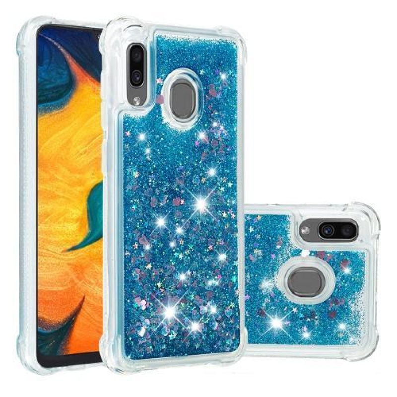 Glitter gelový obal na mobil Samsung Galaxy A30 / A20 - modrý