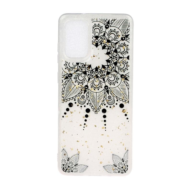 Glitter gelový obal na mobil Samsung Galaxy S20 - černá mandala