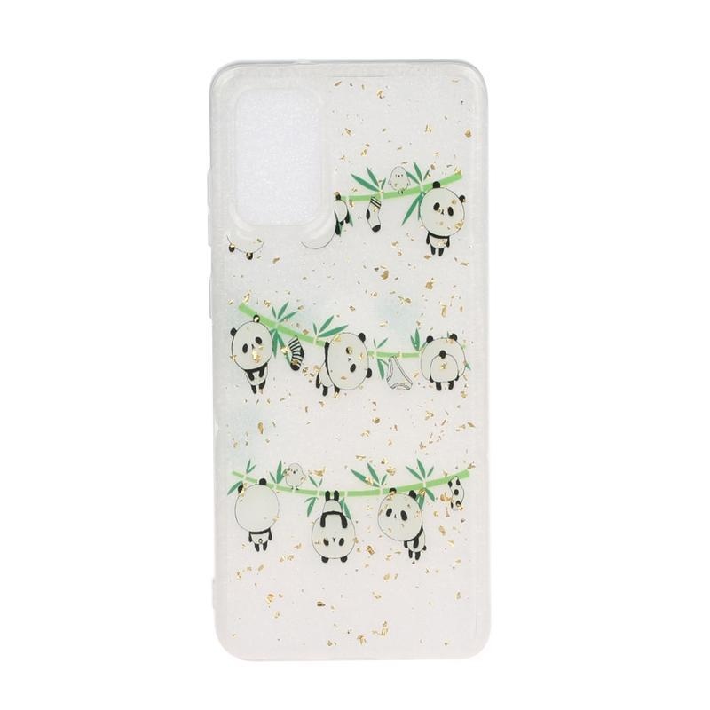 Glitter gelový obal na mobil Samsung Galaxy S20 - panda a bambus
