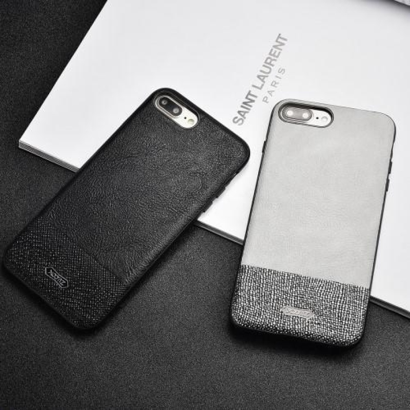Glitter gelový obal s PU koženými zády na iPhone 7 Plus a 8 Plus - černé
