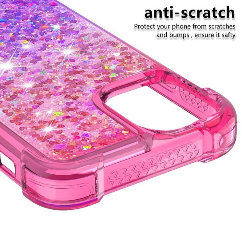Glitter přesýpací gelový obal na mobil iPhone 12 mini - rose/fialový