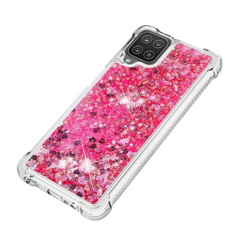 Glitter přesýpací gelový obal na mobil Samsung Galaxy A12/M12 - rose