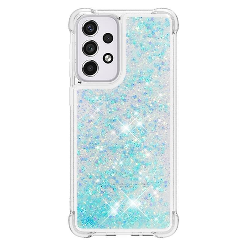 Glitter přesýpací gelový obal na mobil Samsung Galaxy A33 5G - modrý/hvězdičky