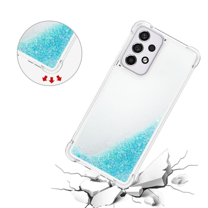 Glitter přesýpací gelový obal na mobil Samsung Galaxy A33 5G - modrý/hvězdičky