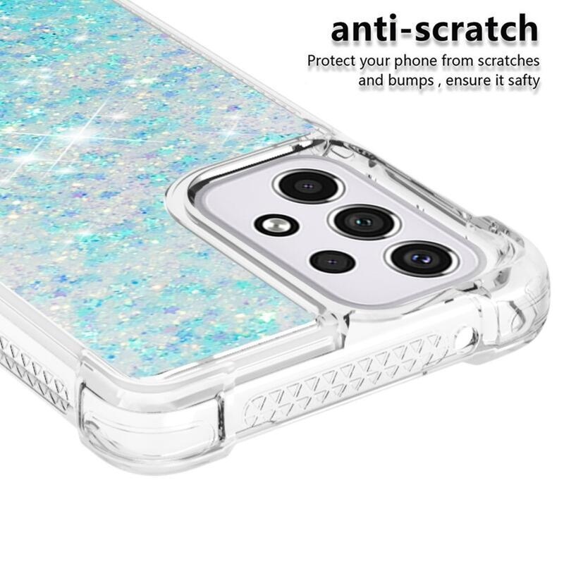 Glitter přesýpací gelový obal na mobil Samsung Galaxy A33 5G - modrý/hvězdičky