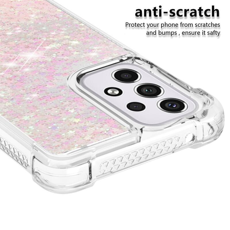 Glitter přesýpací gelový obal na mobil Samsung Galaxy A33 5G - růžový/hvězdičky