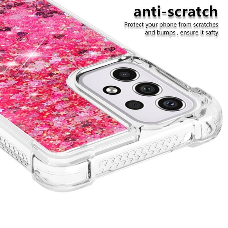 Glitter přesýpací gelový obal na mobil Samsung Galaxy A33 5G - růžový/srdíčka