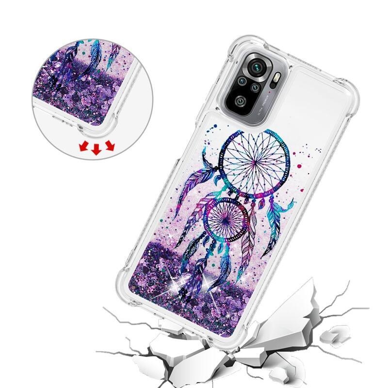 Glitter přesýpací gelový obal na mobil Xiaomi Redmi Note 10 4G/Redmi Note 10S/Poco M5s - lapač snů
