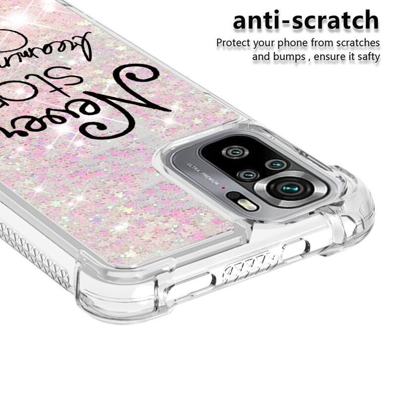 Glitter přesýpací gelový obal na mobil Xiaomi Redmi Note 10 4G/Redmi Note 10S/Poco M5s - nepřestávej snít