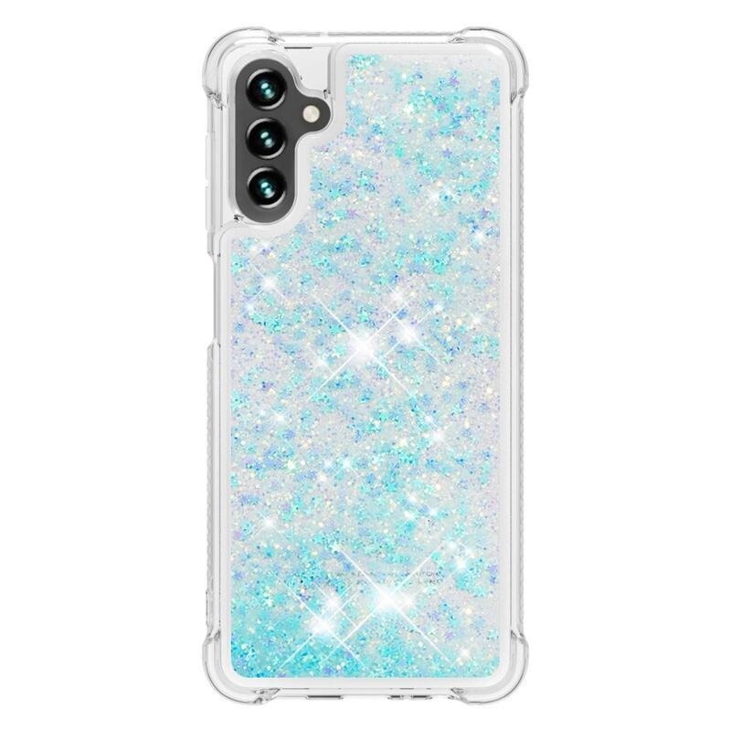 Glitter přesýpací gelový obal na Samsung Galaxy A34 5G - modrý/hvězdičky
