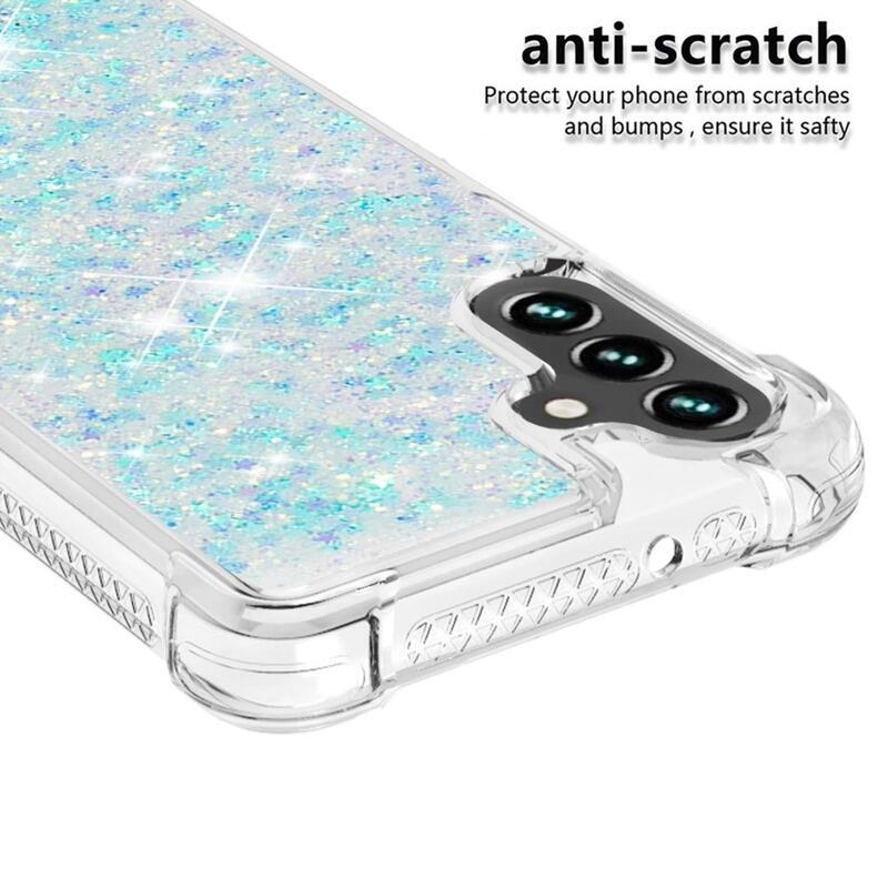 Glitter přesýpací gelový obal na Samsung Galaxy A34 5G - modrý/hvězdičky