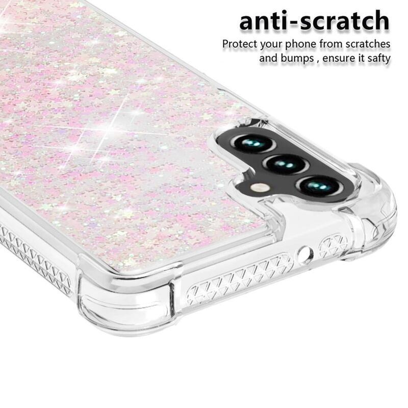 Glitter přesýpací gelový obal na Samsung Galaxy A34 5G - růžový/hvězdičky