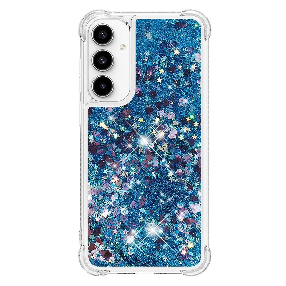Glitter přesýpací gelový obal na Samsung Galaxy A37 5G - modrý/srdíčka