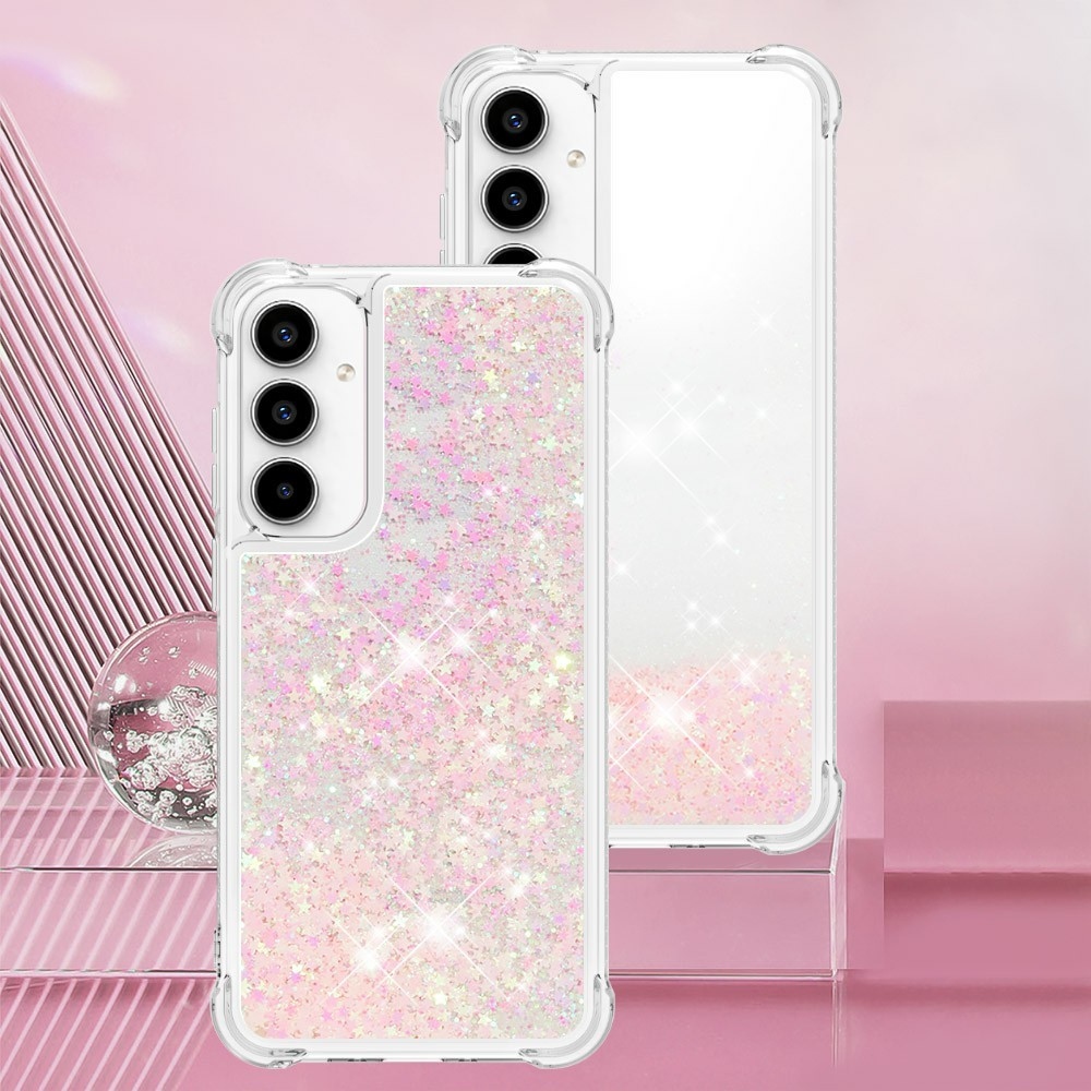 Glitter přesýpací gelový obal na Samsung Galaxy A37 5G - růžový/hvězdičky