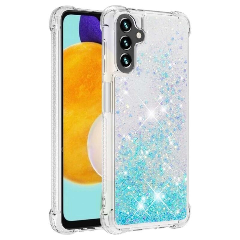 Glitter přesýpací gelový obal na Samsung Galaxy A54 5G - modrý/hvězdičky