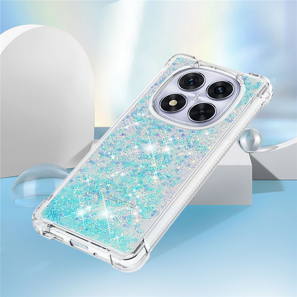 Glitter přesýpací gelový obal na Xiaomi Redmi Note 14 Pro 5G/Poco X7 5G - modrý/hvězdičky