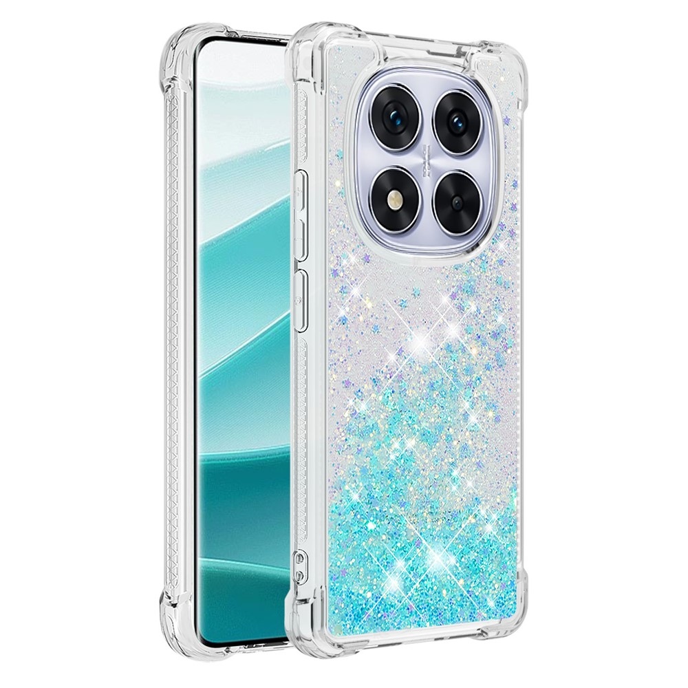 Glitter přesýpací gelový obal na Xiaomi Redmi Note 14 Pro 5G/Poco X7 5G - modrý/hvězdičky