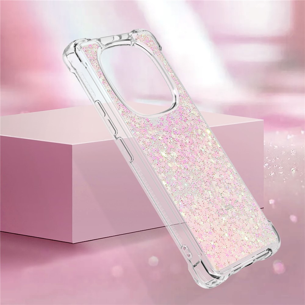 Glitter přesýpací gelový obal na Xiaomi Redmi Note 14 Pro 5G/Poco X7 5G - růžový/hvězdičky