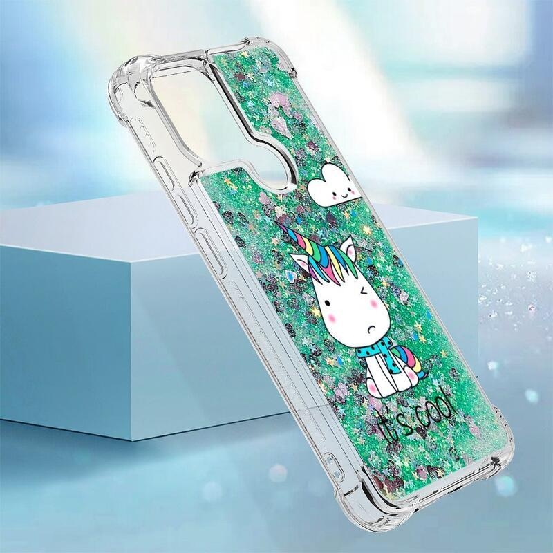 Glitter přesýpací obal na Xiaomi Redmi A1+/A2+ - barevný jednorožec