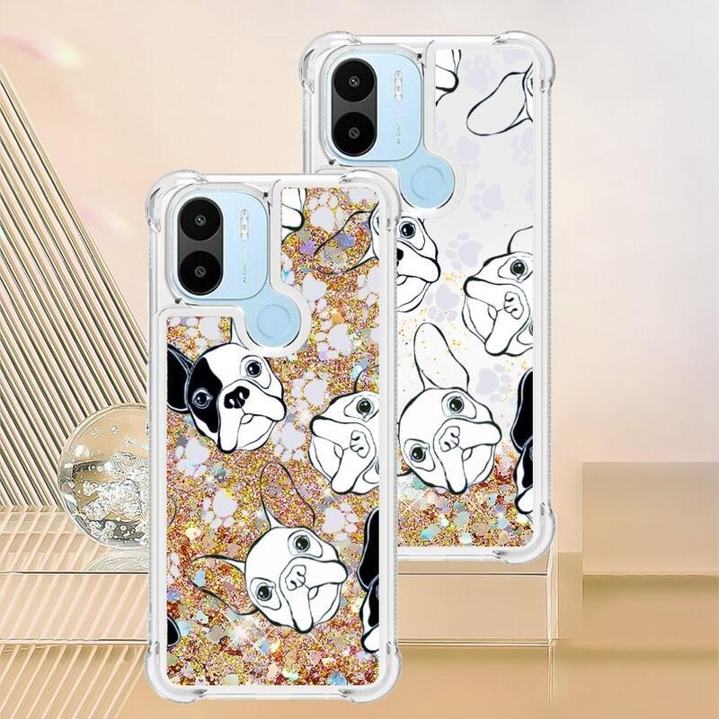 Glitter přesýpací obal na Xiaomi Redmi A1+/A2+ - černobílé štěně
