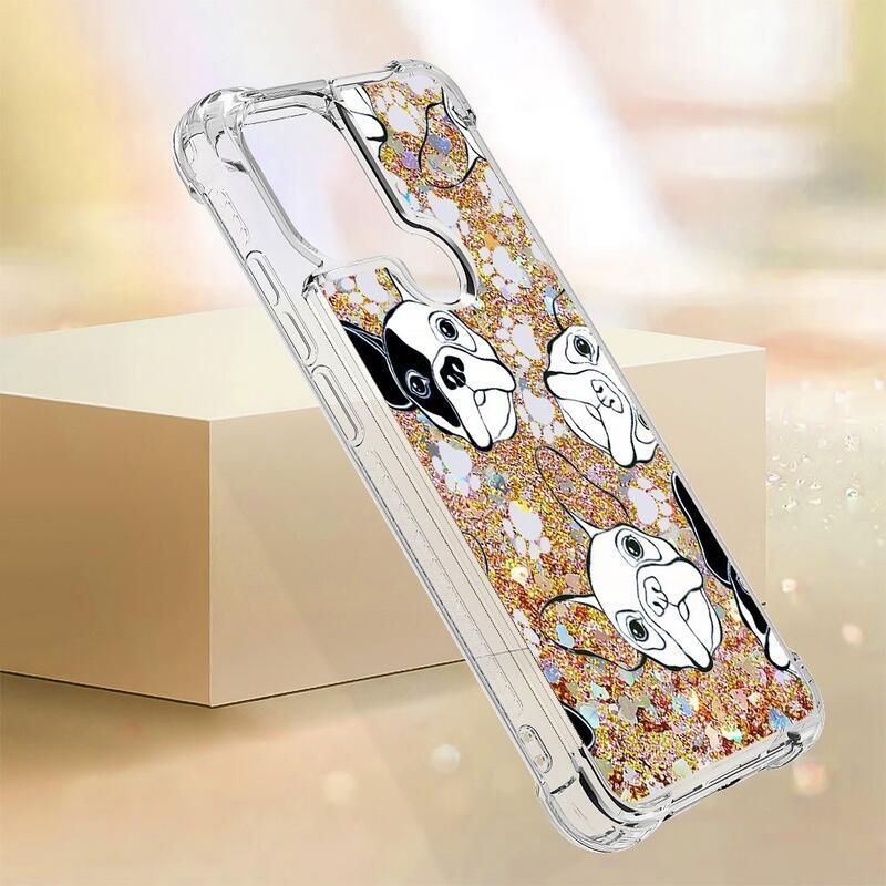 Glitter přesýpací obal na Xiaomi Redmi A1+/A2+ - černobílé štěně