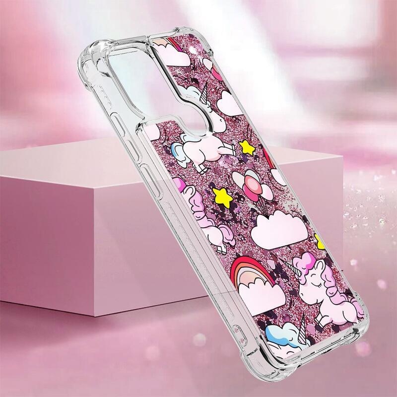 Glitter přesýpací obal na Xiaomi Redmi A1+/A2+ - růžový jednorožec