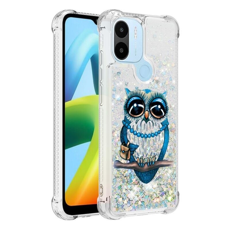 Glitter přesýpací obal na Xiaomi Redmi A1+/A2+ - sova