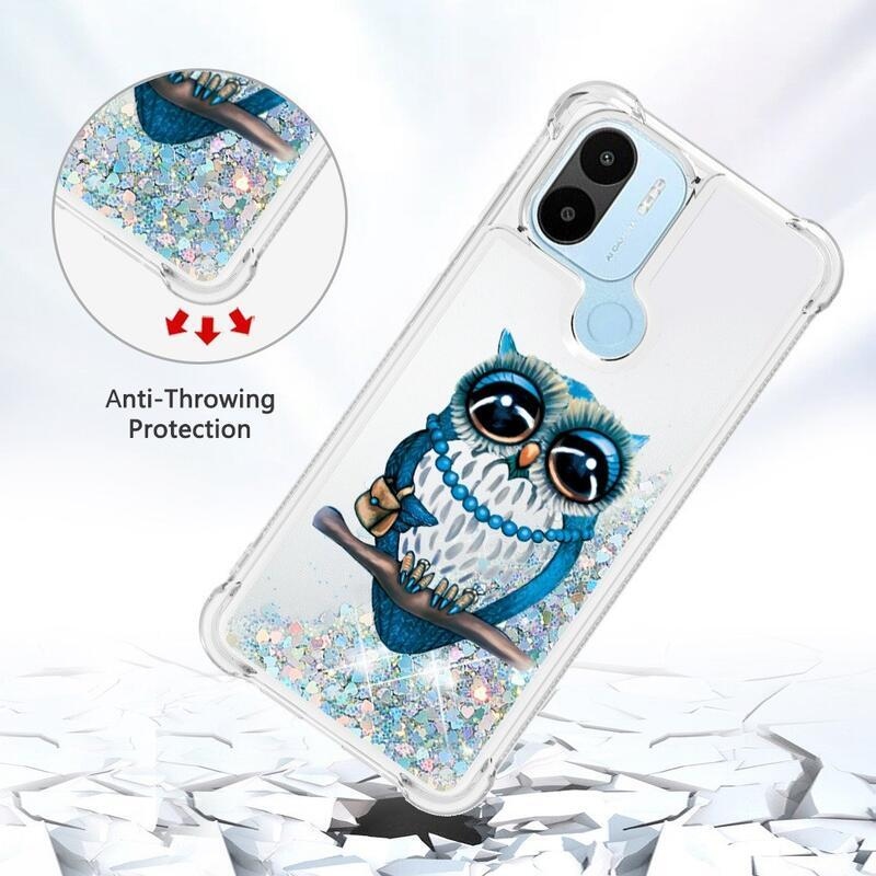Glitter přesýpací obal na Xiaomi Redmi A1+/A2+ - sova