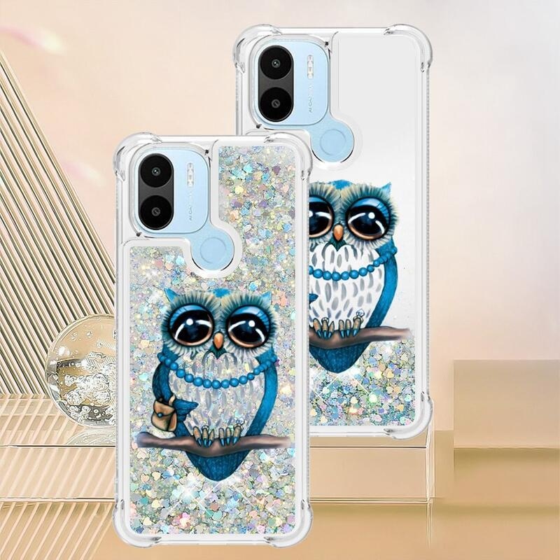 Glitter přesýpací obal na Xiaomi Redmi A1+/A2+ - sova