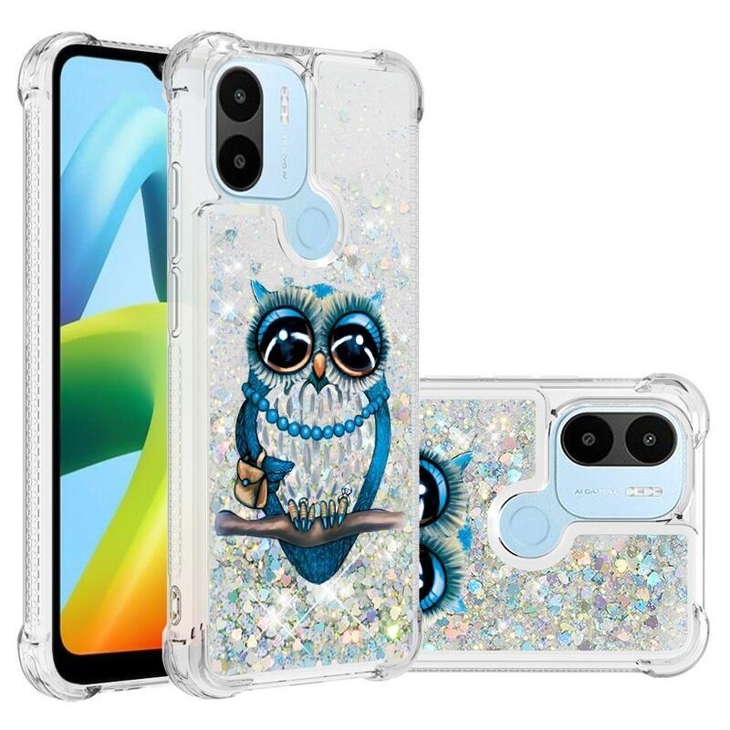 Glitter přesýpací obal na Xiaomi Redmi A1+/A2+ - sova