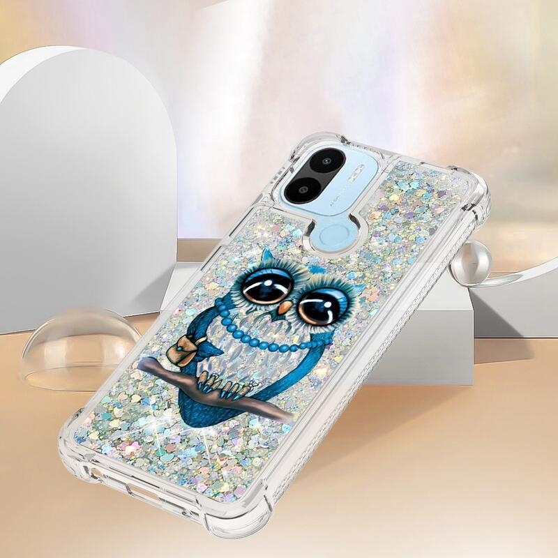 Glitter přesýpací obal na Xiaomi Redmi A1+/A2+ - sova