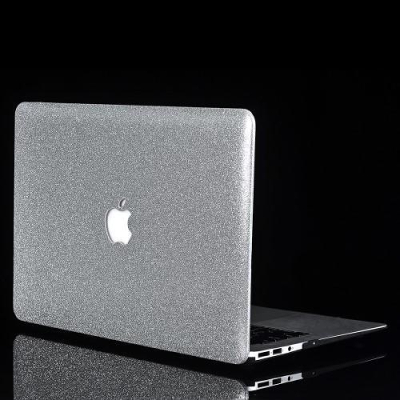 Glittery dvoudílné PU kožené/plastové pouzdro na MacBook Air 13.3 -  stříbrný - Mpouzdra.cz