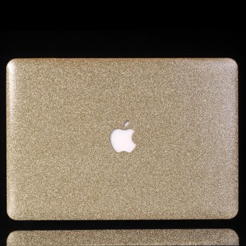 Glittery dvoudílné PU kožené/plastové pouzdro na MacBook Air 13.3 - zlatý