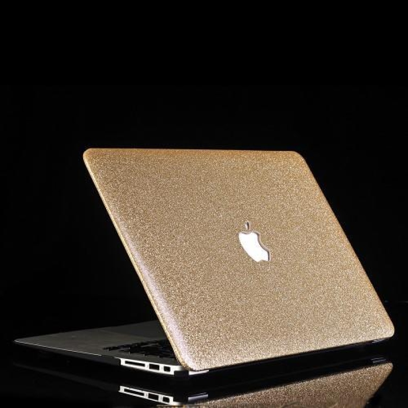 Glittery dvoudílné PU kožené/plastové pouzdro na MacBook Air 13.3 - zlatý