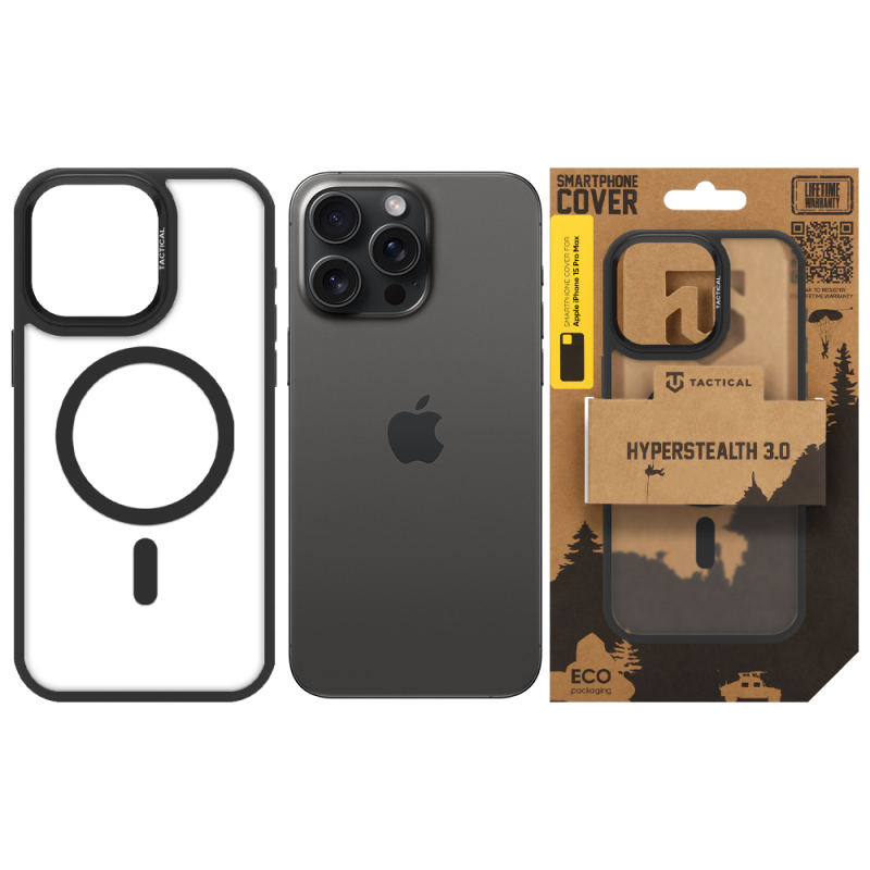 Tactical MagForce Hyperstealth 3.0 Kryt pro Apple iPhone 15 Pro Max Asphalt