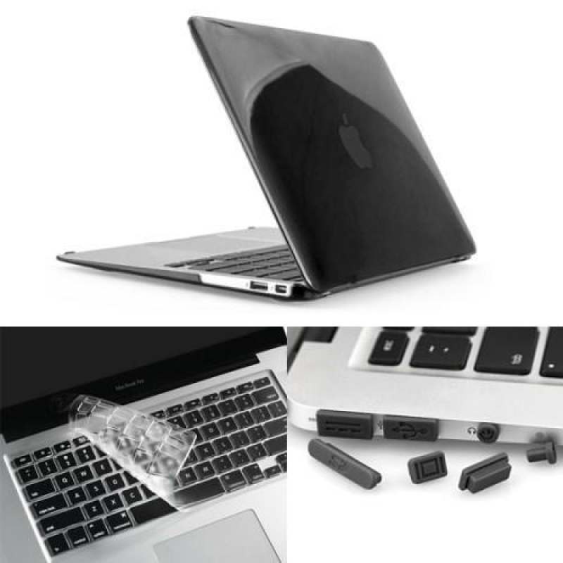 Gloss sada plastový obal, protiprachová zástrčka a chránič klávesnice na MacBook Air 13.3 - černý