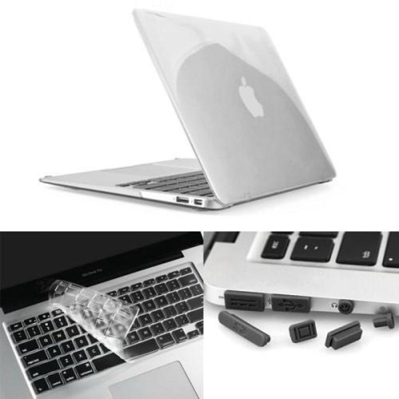 Gloss sada plastový obal, protiprachová zástrčka a chránič klávesnice na MacBook Air 13.3 - transparentní
