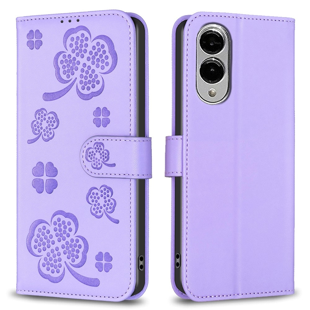 Clover knížkové pouzdro na Samsung Galaxy S25 Edge - fialové
